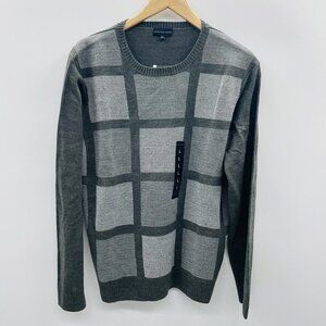 Geoffrey Beene Mens Size Large Geometric Crew-Neck Pullover Sweater Graphite $65